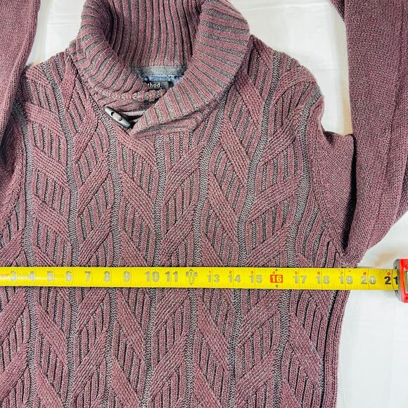 Method Men’s Shawl Collar Sweater L Burgundy Maroon - Picture 6 of 8